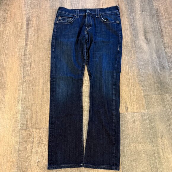 True Religion Y2K “Ricky” Jeans Men's 34 Dark Blue Wash Relaxed Straight USA - Picture 1 of 9